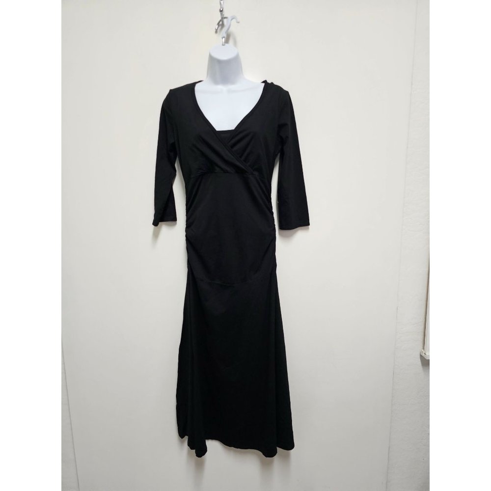 Mothers En Vogue Dana 3/4 Sleeved Nursing Dress Black Size M
